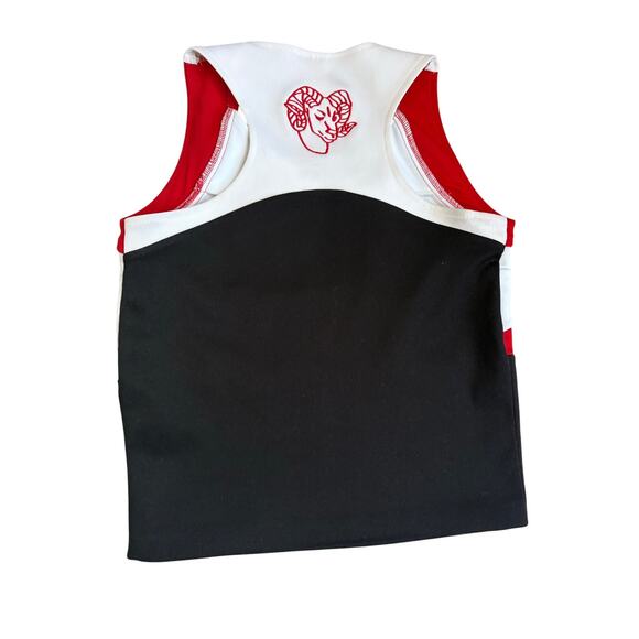 Y2K VTG Style Cheerleader Tank Top Logo Rams Embroidered Color Blocked 36/6 - Picture 4 of 5